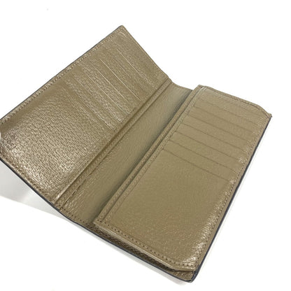 GUCCI Long Wallet Purse 428740 leather khaki Long wallet Double G GG Marmont mens Used Authentic