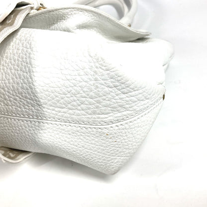 FENDI Shoulder Bag 8BN167 Roman leather white Horse Selleria logo Women Used Authentic