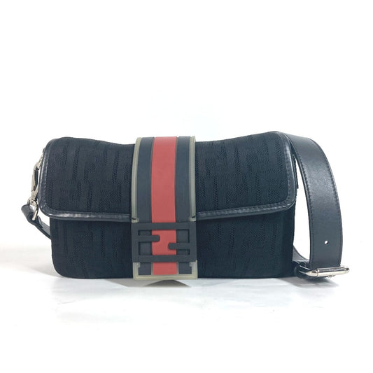 FENDI Shoulder Bag 7VA472 Mesh, Leather, Rubber black mesh Mamma Bucket