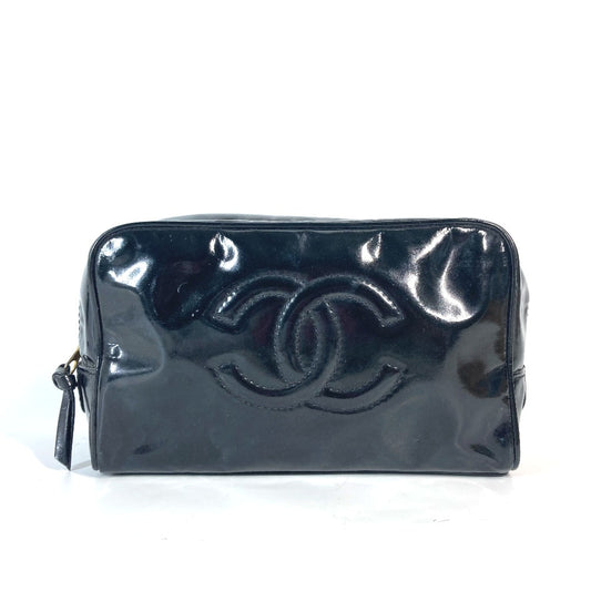 CHANEL Cosmetics Pouch enamel black Cosmetic porch CC COCO Mark