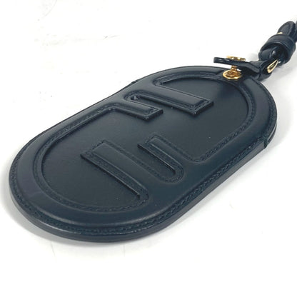 FENDI Card Case leather black Bag charm FF logo