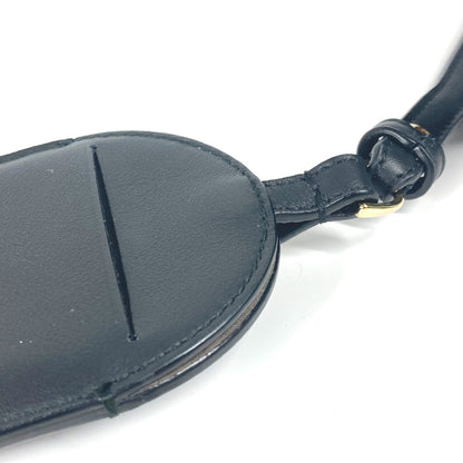FENDI Card Case leather black Bag charm FF logo