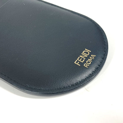 FENDI Card Case leather black Bag charm FF logo