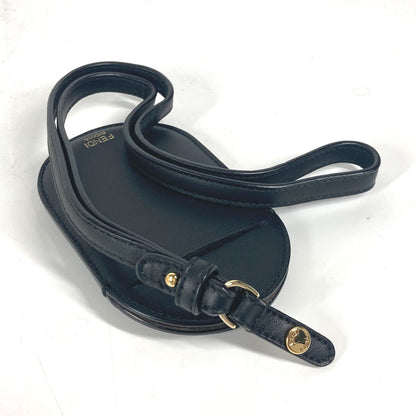 FENDI Card Case leather black Bag charm FF logo