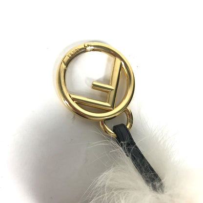 FENDI Bag charm canvas Brown Fur Rhinestones ZUCCA logo monster space monkey