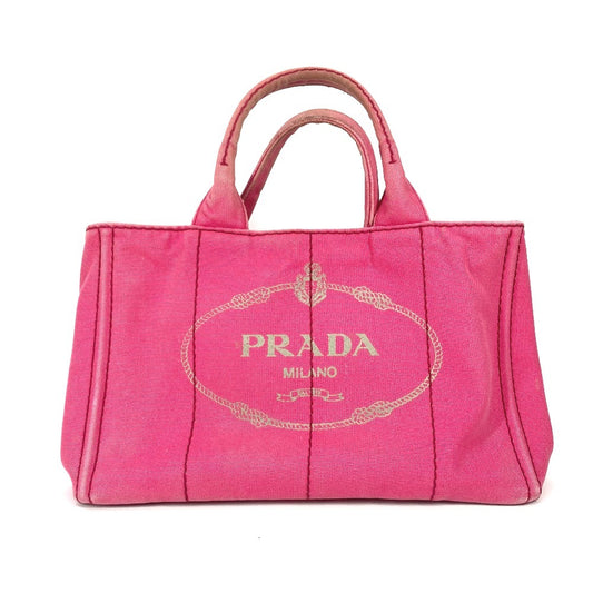 PRADA Tote Bag 1BG642 canvas pink Canapa logo M