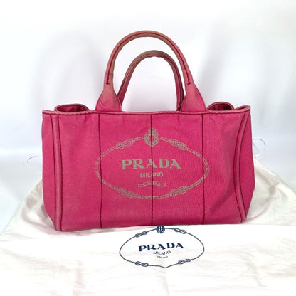 PRADA Tote Bag 1BG642 canvas pink Canapa logo M