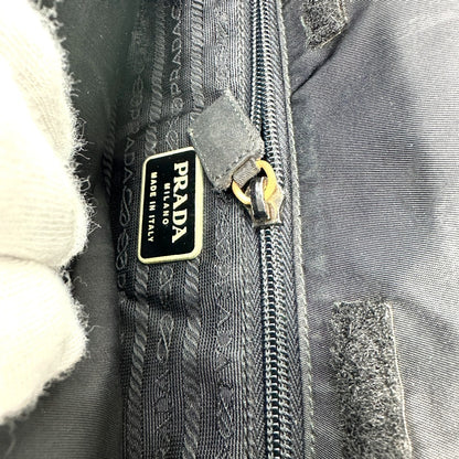 PRADA Handbag Nylon black Triangle logo plate Plat Stick handle