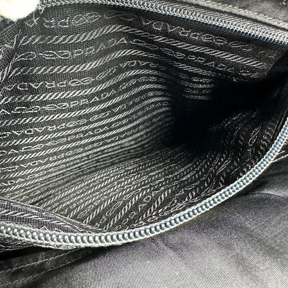 PRADA Handbag Nylon black Triangle logo plate Plat Stick handle