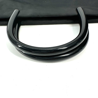 PRADA Handbag Nylon black Triangle logo plate Plat Stick handle