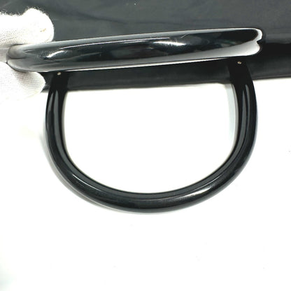 PRADA Handbag Nylon black Triangle logo plate Plat Stick handle