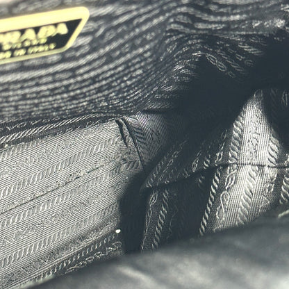 PRADA Handbag Nylon black Triangle logo plate Plat Stick handle