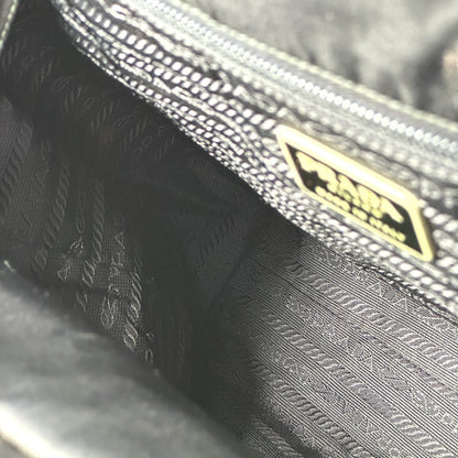 PRADA Handbag Nylon black Triangle logo plate Plat Stick handle