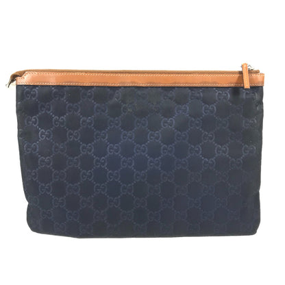 GUCCI Clutch bag 286209 Leather / nylon Navy GG logo