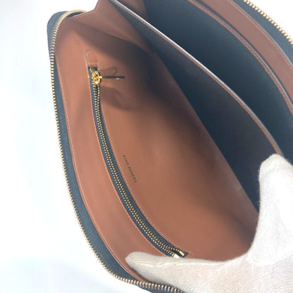 BURBERRY Clutch bag Leather / canvas Brown TB logo