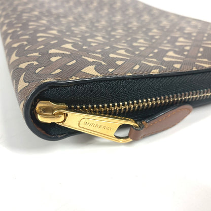 BURBERRY Clutch bag Leather / canvas Brown TB logo