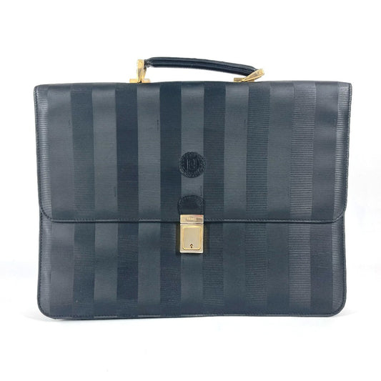 FENDI Business bag PVC / Leather black vintage Pecan logo