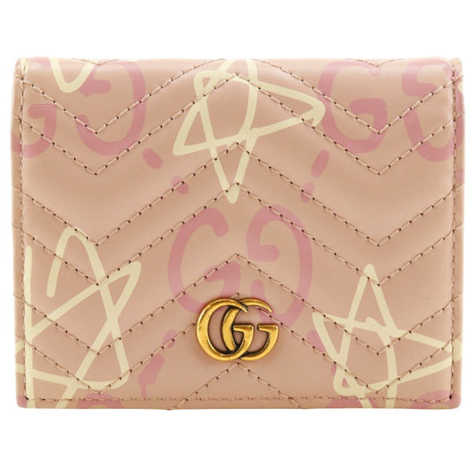 GUCCI Bifold Wallet 449421 leather pink GG ghost Compact wallet