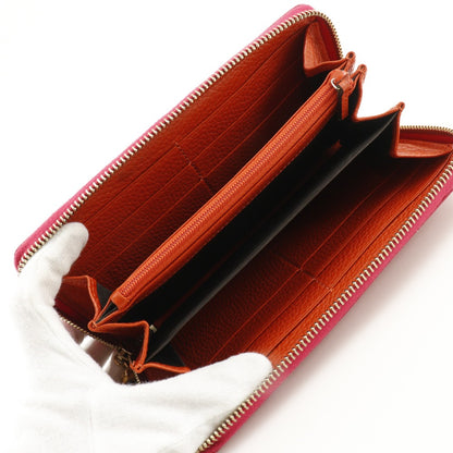 GUCCI Long Wallet Purse 307984 Calfskin Pink / Orange Bamboo tassel Zip Around