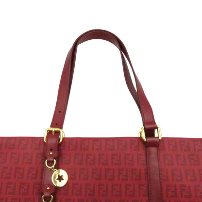 FENDI Tote Bag 8BH215 PVC coated canvas Red Zucchino Women Used Authentic