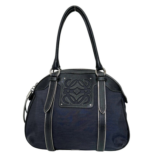 LOEWE Handbag Nylon canvas, leather black anagram Women Used Authentic