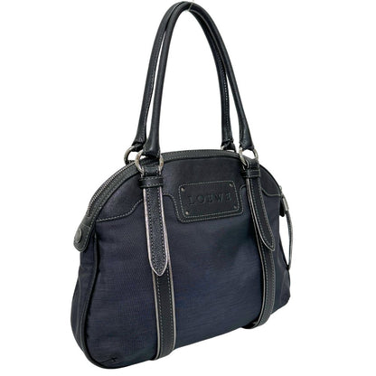 LOEWE Handbag Nylon canvas, leather black anagram Women Used Authentic