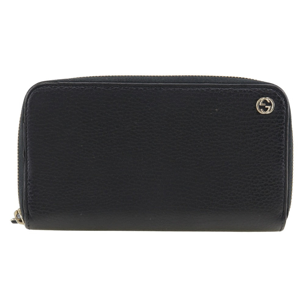 GUCCI Long Wallet Purse 509644 leather black Interlocking