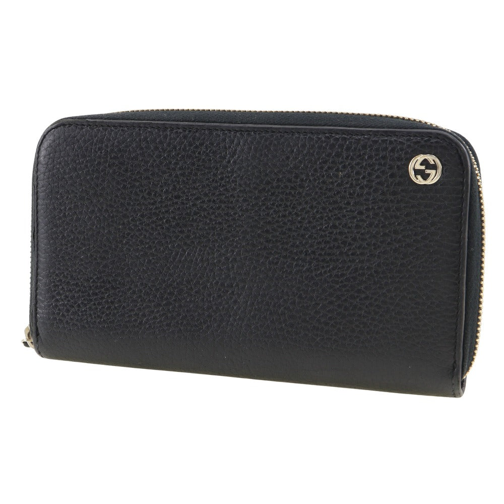 GUCCI Long Wallet Purse 509644 leather black Interlocking
