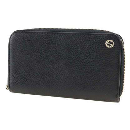 GUCCI Long Wallet Purse 509644 leather black Interlocking
