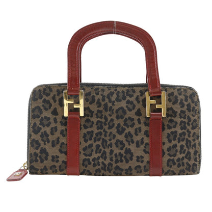 FENDI Handbag Nylon canvas Brown / red Leopard Leopard Pattern Wallet bag