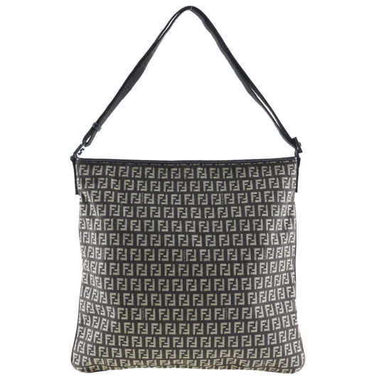 FENDI Shoulder Bag canvas Brown Zucchino one belt