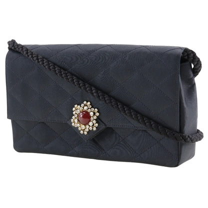 CHANEL Shoulder Bag Satin black Women Used Authentic