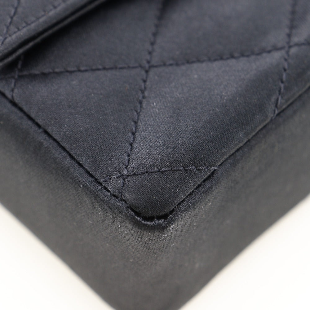 CHANEL Shoulder Bag Satin black Women Used Authentic