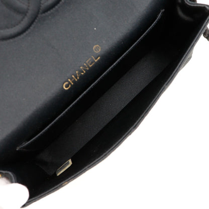 CHANEL Shoulder Bag Satin black Women Used Authentic
