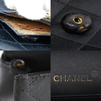 CHANEL Shoulder Bag Satin black Women Used Authentic