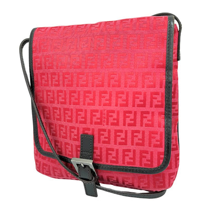 FENDI Shoulder Bag 8BT052 Canvas, leather Red Zucca Women Used Authentic
