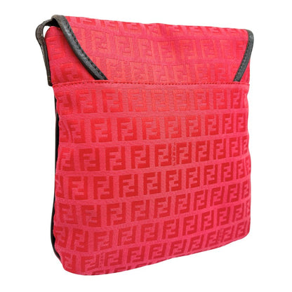 FENDI Shoulder Bag 8BT052 Canvas, leather Red Zucca Women Used Authentic