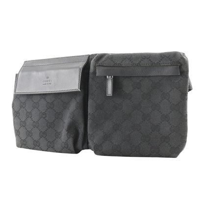 GUCCI Waist bag 28566 GG canvas, leather black Sling bag