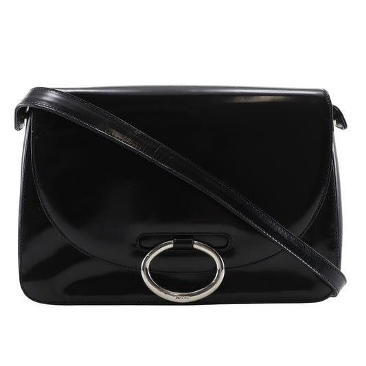 PRADA Shoulder Bag Patent leather black one belt