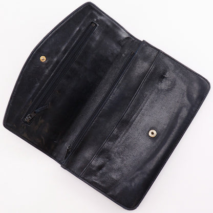 CHANEL Long Wallet Purse lambskin black vintage COCO Mark