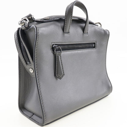 FENDI Handbag 7M0238O7B leather gray 2WAYShoulder mini messenger Women Used Authentic