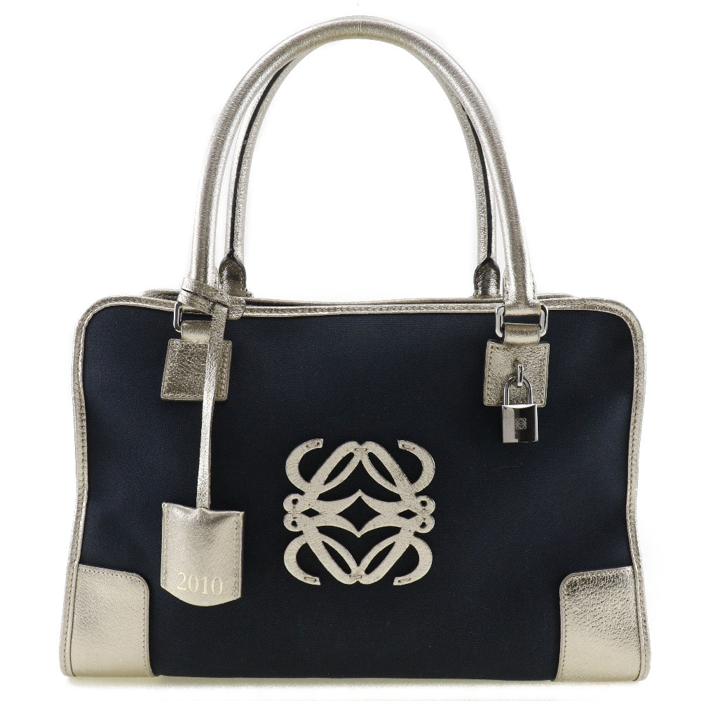 LOEWE Handbag Canvas, Leather Navy 2010 Boston Duffel bag Amazona 36 Women Used Authentic