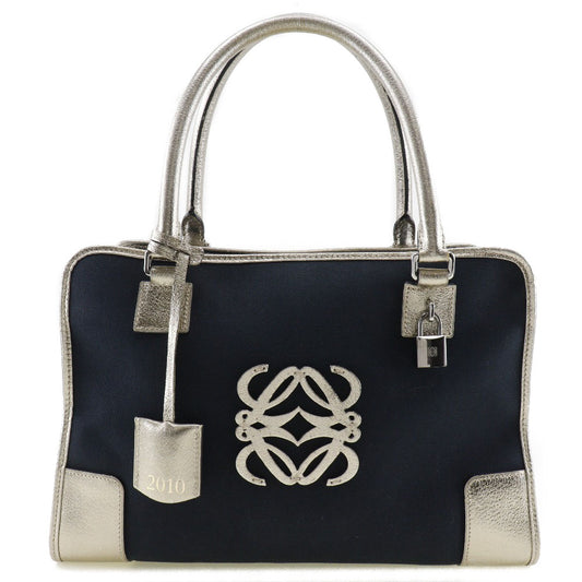 LOEWE Handbag Canvas, Leather Navy 2010 Boston Duffel bag Amazona 36 Women Used Authentic