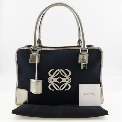 LOEWE Handbag Canvas, Leather Navy 2010 Boston Duffel bag Amazona 36 Women Used Authentic