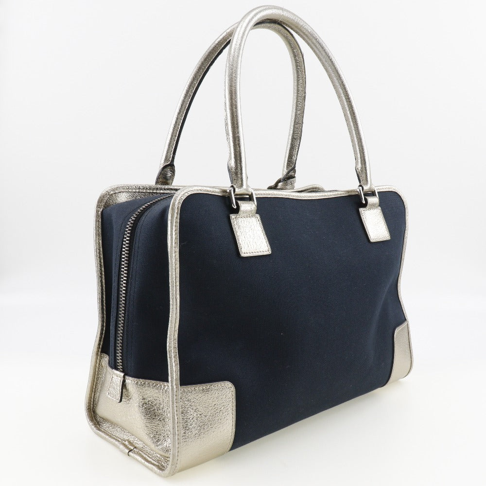 LOEWE Handbag Canvas, Leather Navy 2010 Boston Duffel bag Amazona 36 Women Used Authentic