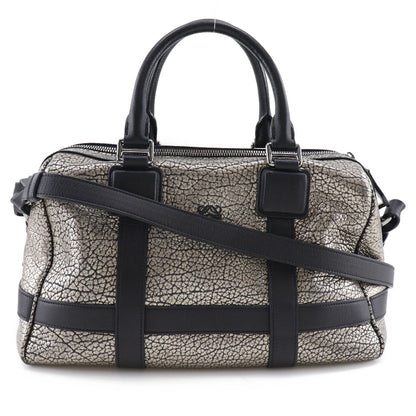 LOEWE Handbag Calfskin Black, Silver Mini Boston 2WAYShoulder Women Used Authentic