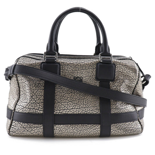 LOEWE Handbag Calfskin Black, Silver Mini Boston 2WAYShoulder Women Used Authentic