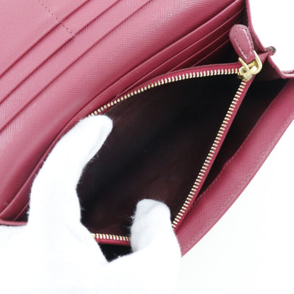 PRADA Long Wallet Purse 1M1132 Safiano pink ribbon Women Used Authentic