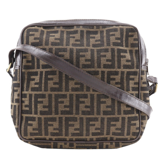 FENDI Shoulder Bag Nylon canvas Brown Zucca