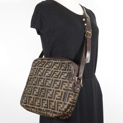 FENDI Shoulder Bag Nylon canvas Brown Zucca